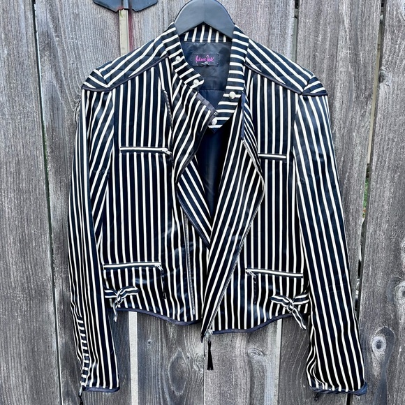 Patricia Field Jackets & Blazers - *Patricia Field New York | Silk Striped Biker Style Bomber jacket Size 12